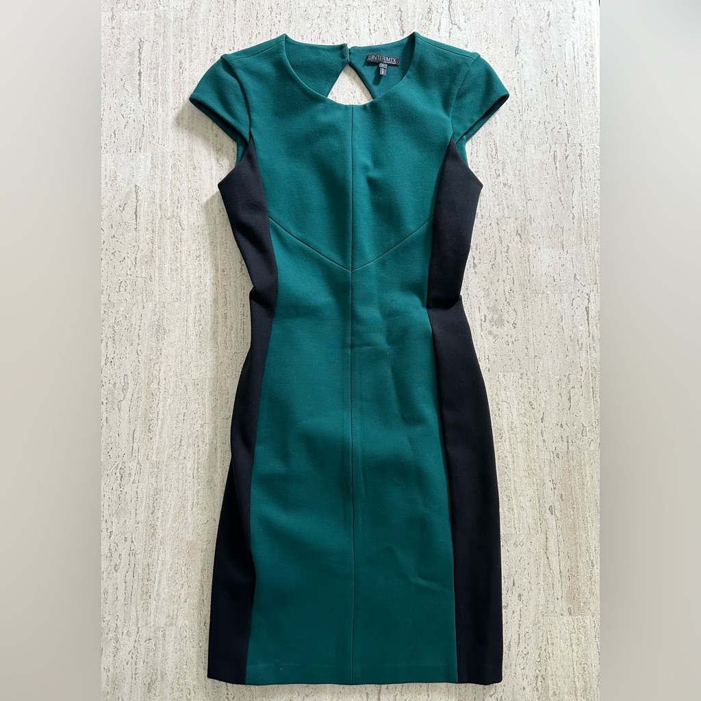 Nwot Ponte Knit Color Block Illusion Bodycon Dress, Size P (Xs)
